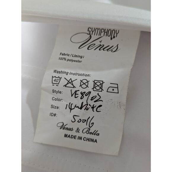 VENUS & BELLA! LUXE WHITE SCALLOPED LAYERS, JEWELED BODICE WEDDING GOWN! SZ 14 - Picture 14 of 15